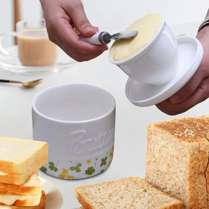 Ceramic Butter Crock with Lid — Keeps Butter Fresh & Spreadable, 10×10×11cm