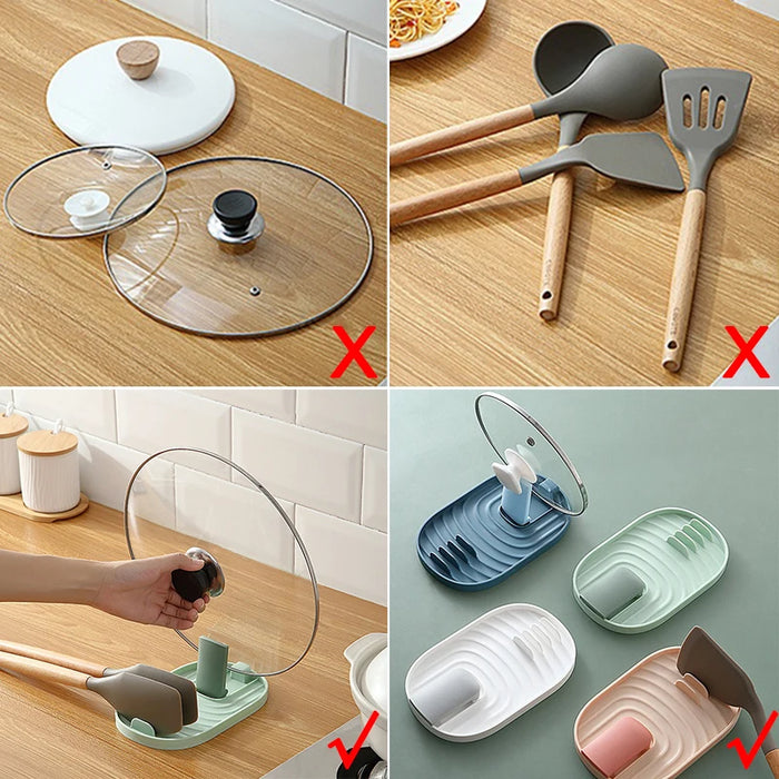 Nordic-Style Foldable Pot Lid & Spoon Holder — Heat‑Resistant, Single or 2‑Pack