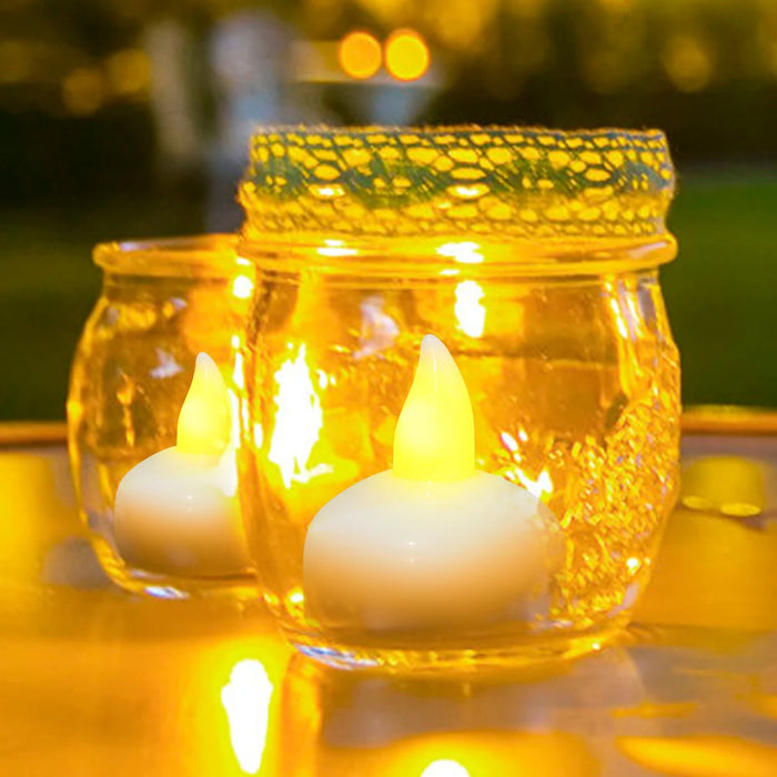 12-Pack LED Floating Tea Lights — Waterproof Flameless Flicker