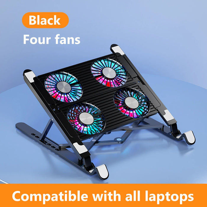 Foldable Laptop Cooling Pad — 2 or 4 Fans, RGB, 7 Heights for 11–17.3-inch Laptops