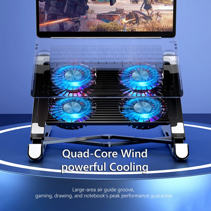 Foldable Laptop Cooling Pad — 2 or 4 Fans, RGB, 7 Heights for 11–17.3-inch Laptops