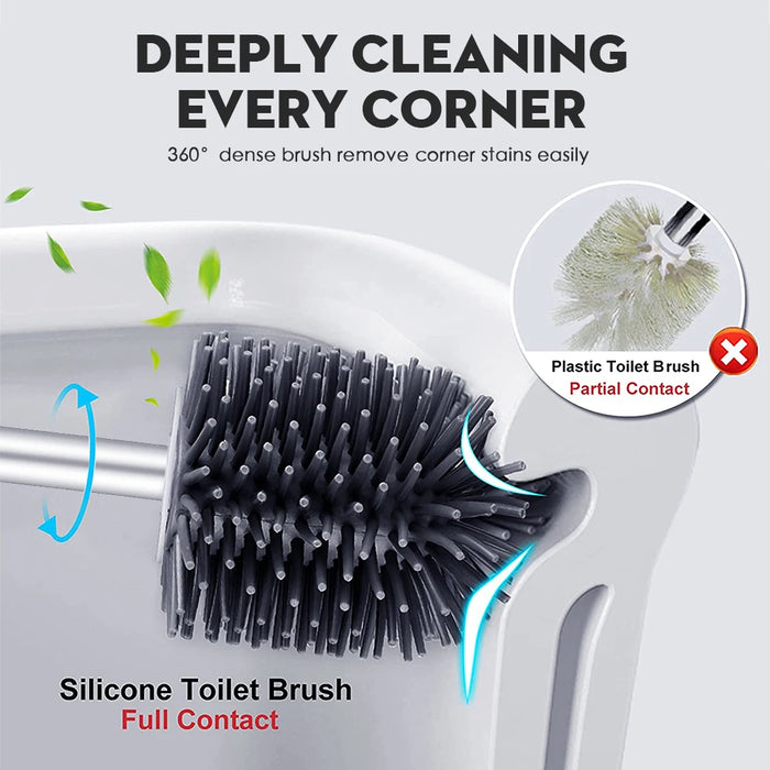 SDARISB DR-FE94 Silicone Toilet Brush — Long Handle, Bendable Head