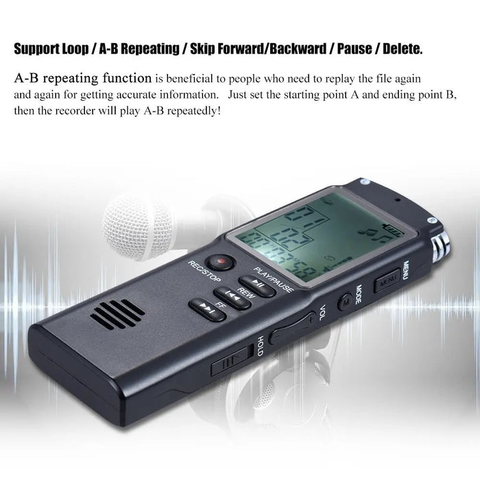 Professional USB Voice Recorder – 4/8/16/32/64GB, WAV/MP3, Noise Reduction, Up to 96h