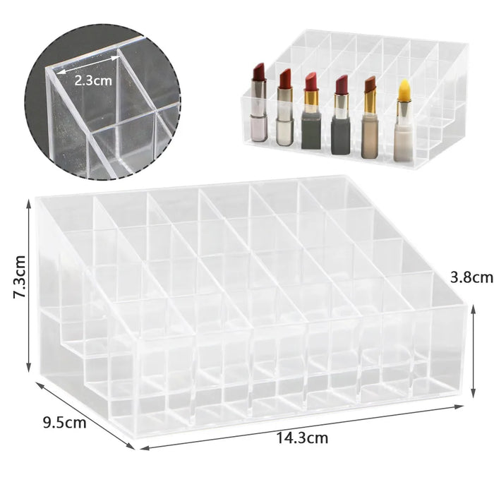 Acrylic 24-Grid Lipstick & Makeup Organiser Display Rack (Large)