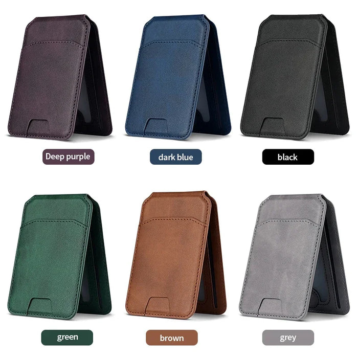 Magnetic PU Leather Wallet Phone Case with Stand and Card Pocket — MagSafe Compatible