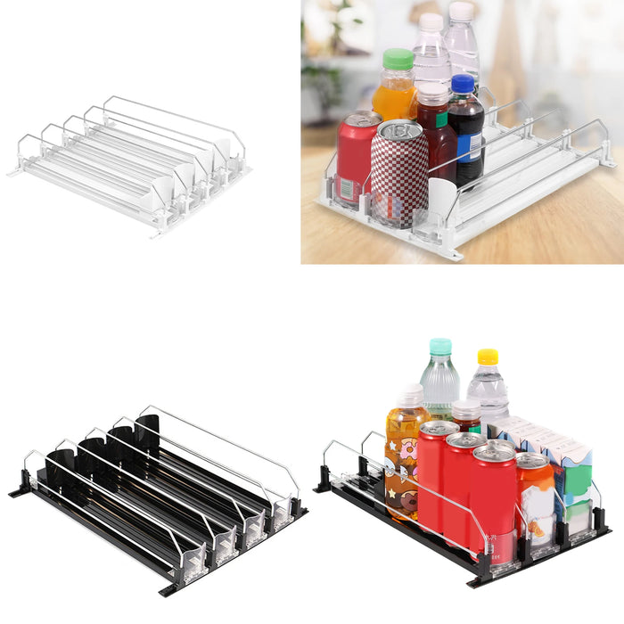 Fridge Drink Organiser — Self‑Sliding Can Dispenser with Locking Design, 3 Rows, Adjustable Width