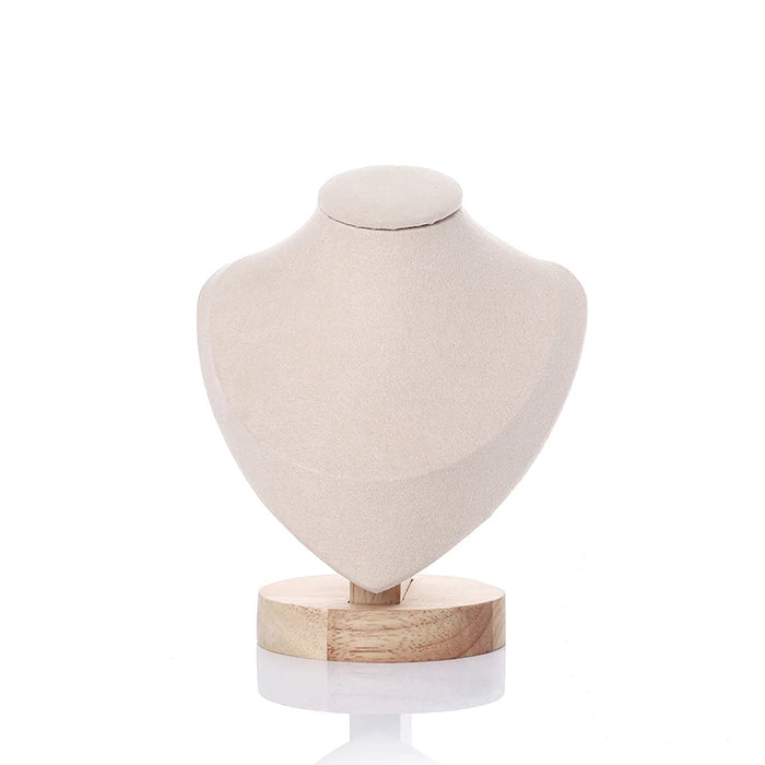 Wooden Jewellery Bust – Necklace Display Stand, Black or Beige (S/M/L)