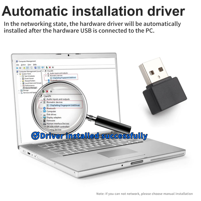 Mini USB Fingerprint Reader for Windows Hello — Metal Biometric Scanner for PC and Laptop