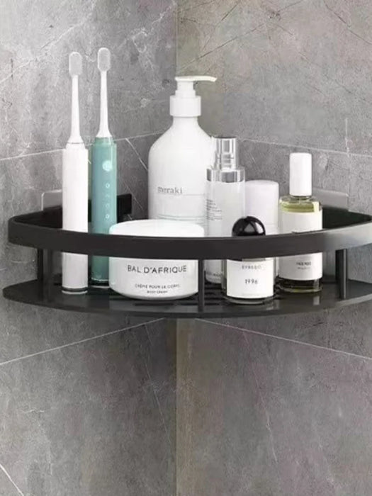 Aluminium Corner Bathroom Shelf – Adhesive Triangle Shampoo Holder (Silver, 2pcs)
