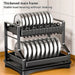 2-Tier Dish Drying Rack with Drainboard and Utensil Holder — Carbon Steel