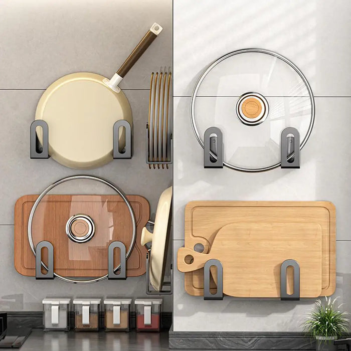 2‑Pack Pot Lid & Cutting Board Holder – Wall & Cabinet Mount