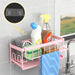 Kitchen Sponge Holder with Removable Rag Rack & Adhesive Mount — Carbon Steel Sink Caddy