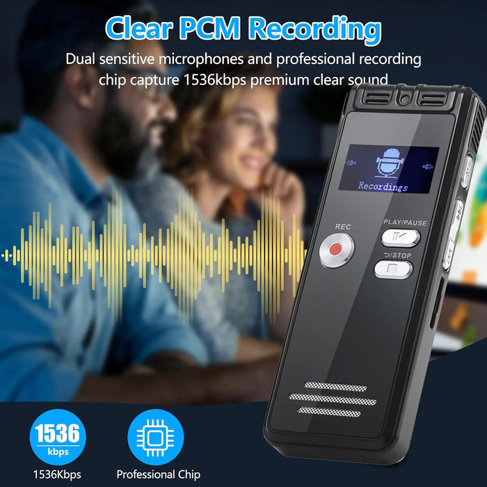 Digital Voice Recorder — Voice-Activated Dual Mic, TF Card Support & Long-Play Recording