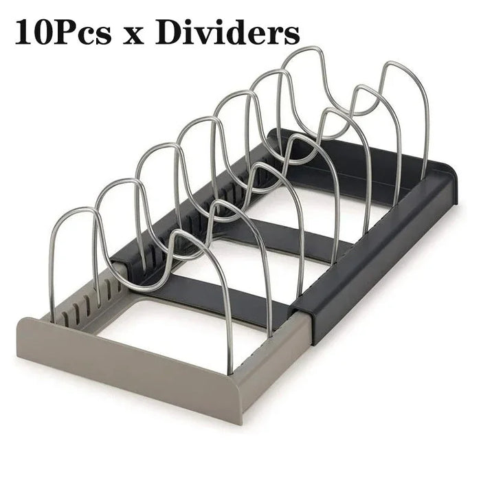 7‑Grid Telescopic Pot Rack – Adjustable Pots, Pans & Lid Organiser