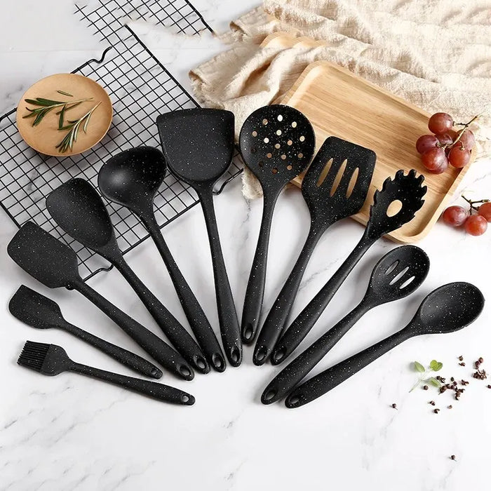 AliExpress Collection 10 PCS Silicone Cookware Set Kitchen Cooking Tools Baking Tools Tableware Silicone Shovel Spoon Scraper