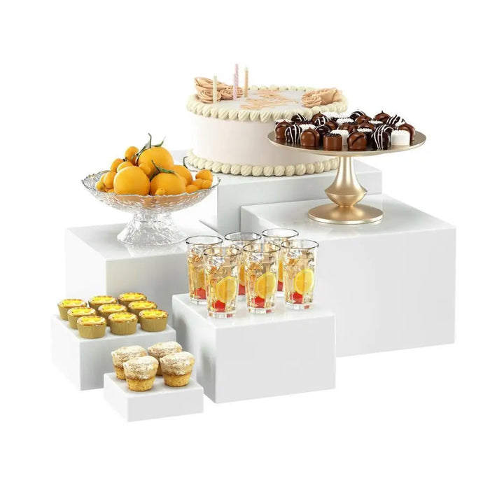 6‑piece Acrylic Buffet Risers — Stackable Hollow‑Bottom Displays for Cupcakes & Desserts