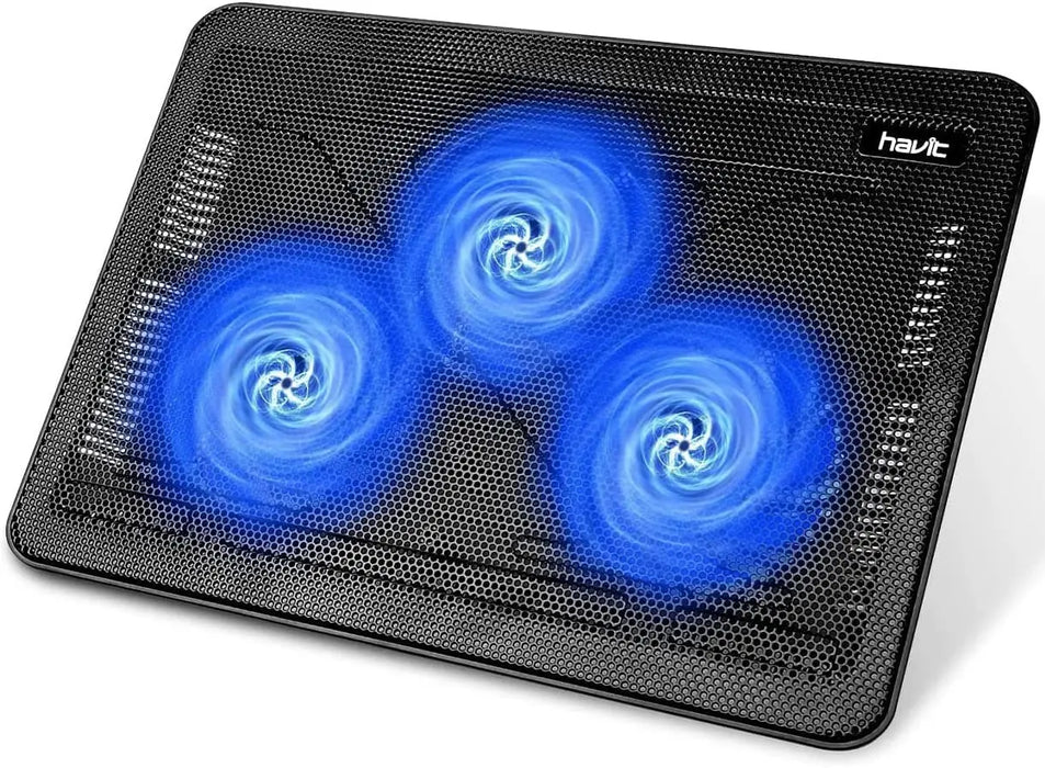 HV-F2056 Laptop Cooling Pad — Slim Stand with 3 Quiet Fans (Fits 12–17-inch)