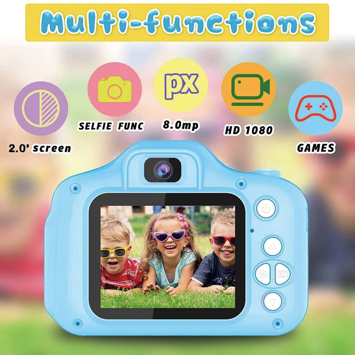 Kids digital camera cartoon multi-functions silicon case Micro Toy lanyard Child Selfie Portable Toddler Video USB Holiday Gifts