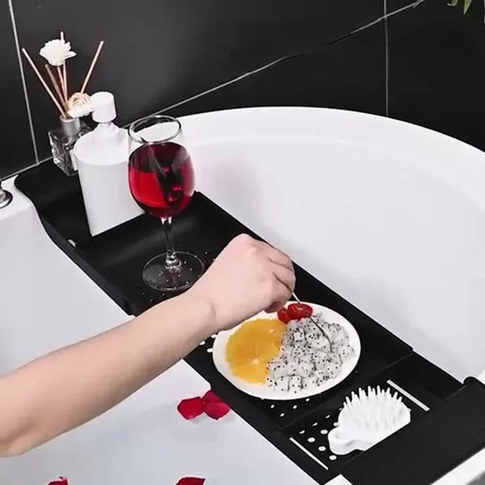 Retractable Bathtub Storage Rack — Expandable Bath Tray & Towel Shelf