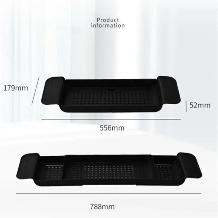 Extendable Bathtub Shelf – Retractable Bath Tray & Towel Holder (Black or White)