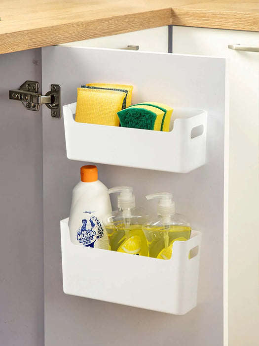 WORTHBUY Multifunctional Plastic Kitchen Storage Organization Punch Free Wall-Mounted Cabinet Storage Box For Kitchen Accessorie