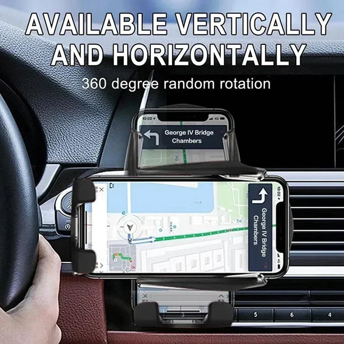 Car Wireless Charger & Phone Holder — Auto Infrared Clamps, 5–30W Fast Charge, 360° Rotate