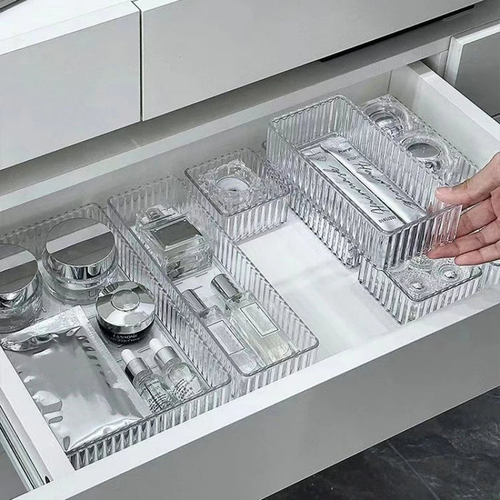 Stackable Acrylic Drawer Organiser — Adjustable Divider Trays for Makeup