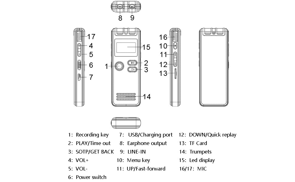 Digital Voice Recorder — Voice-Activated Dual Mic, TF Card Support & Long-Play Recording