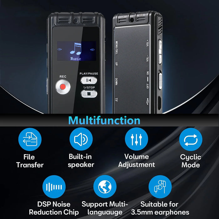 Digital Voice Recorder — Voice-Activated Dual Mic, TF Card Support & Long-Play Recording