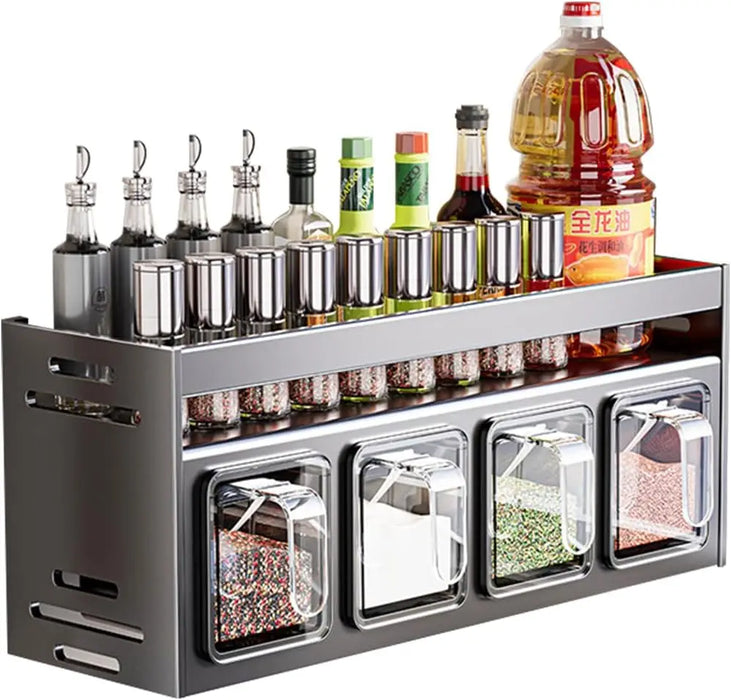 Wall-Mounted Spice Rack – Over-Stove Seasoning Jar Organiser (3 / 4 / 5 Grid)