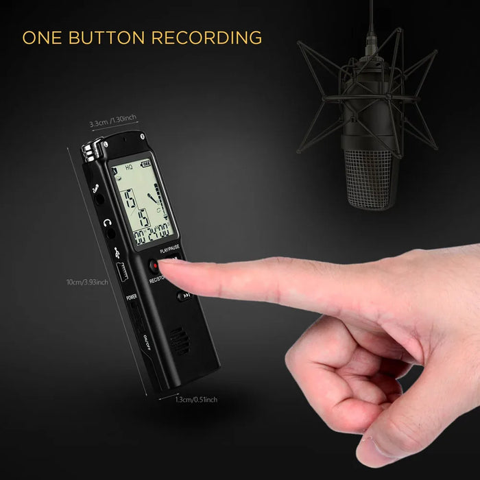 Professional USB Voice Recorder – 4/8/16/32/64GB, WAV/MP3, Noise Reduction, Up to 96h