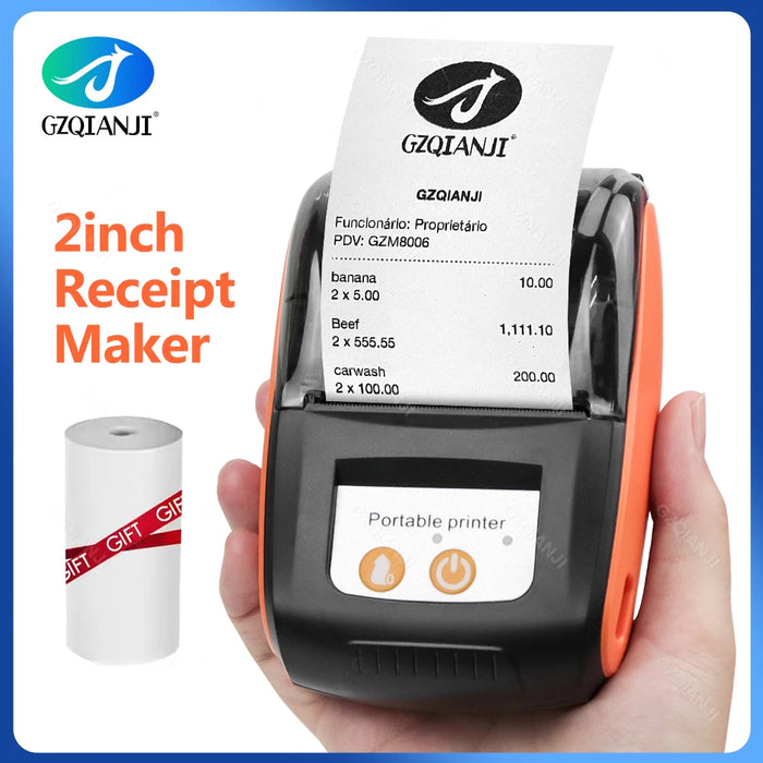58mm Mini Thermal Receipt Printer – Bluetooth & USB, Mobile POS for Android/iOS/Windows