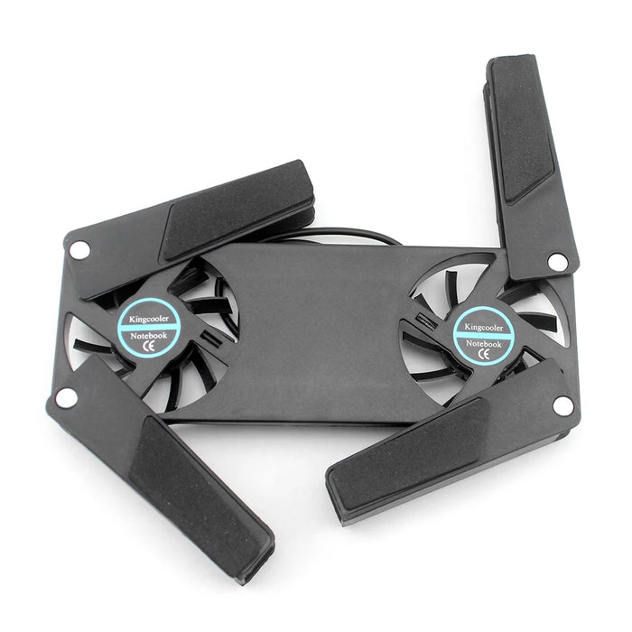 Foldable Laptop Cooler with Dual 60mm Fans — USB-Powered Stand for 7–15-inch Notebooks