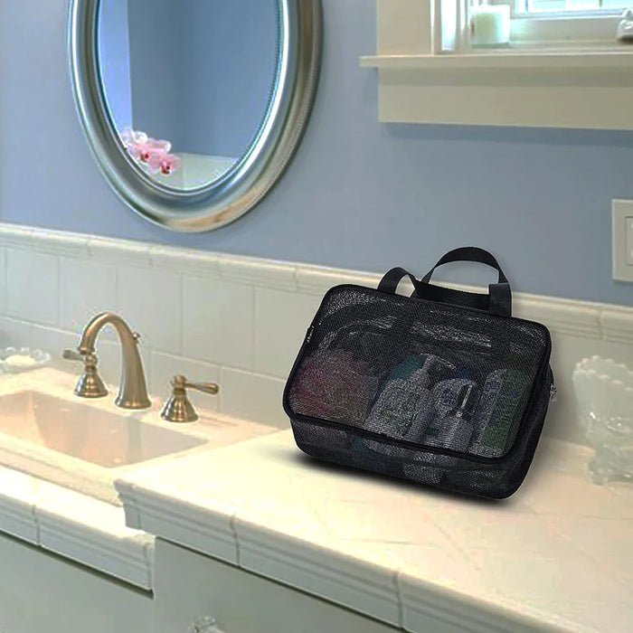 Mesh Toiletries Bag – Portable Shower Caddy & Cosmetic Organiser (S & M)