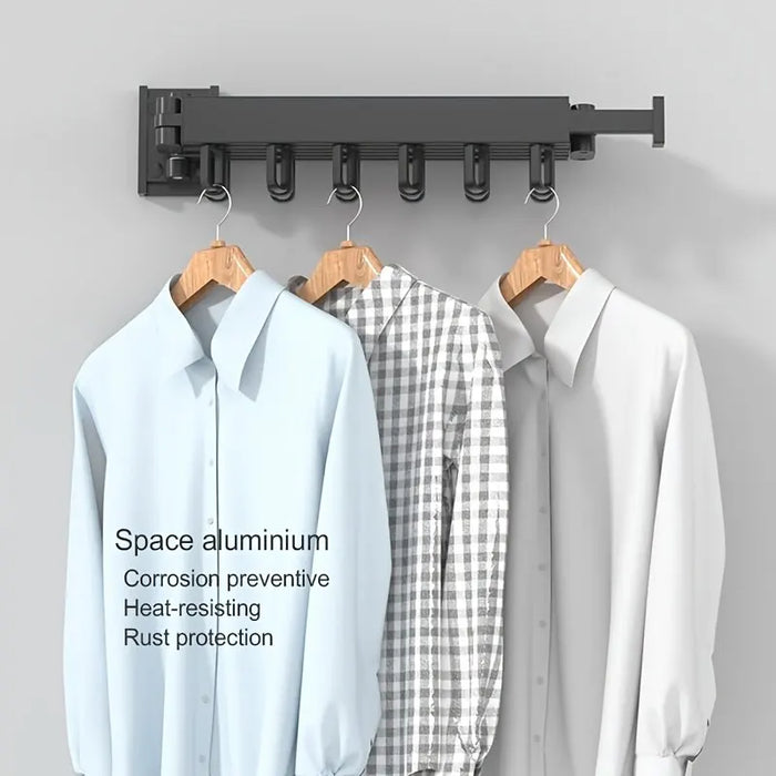 Wall-Mounted Foldable Aluminium Clothes Drying Rack — Ideal for Balcony, Bedroom & Kitchen