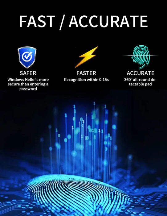 Mini USB Fingerprint Reader for Windows Hello — Metal Biometric Scanner for PC and Laptop
