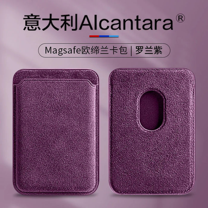 Real Italian Alcantara MagSafe Wallet Case for iPhone 12–16 (Built-in Card Holder)