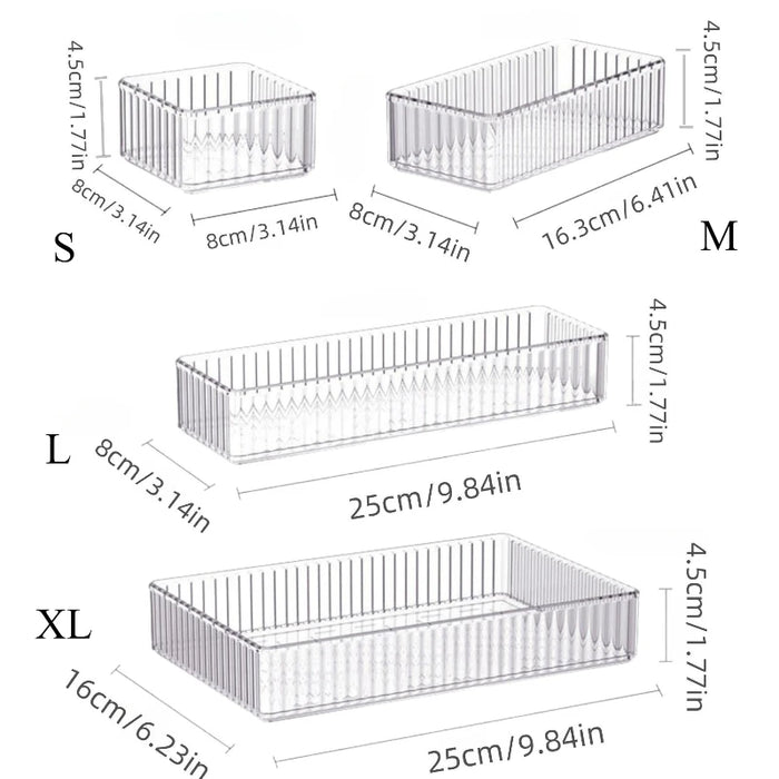 Stackable Acrylic Drawer Organiser — Adjustable Divider Trays for Makeup