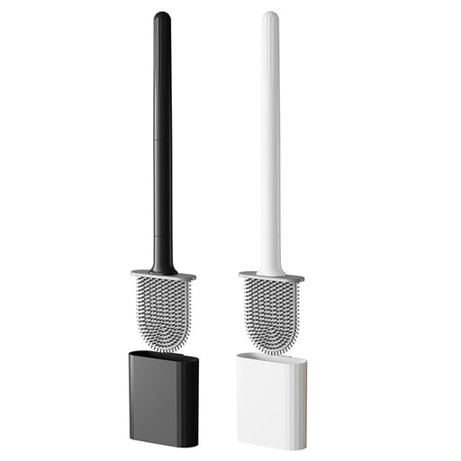 Silicone Toilet Brush with Long Handle — Deep Cleaning, White