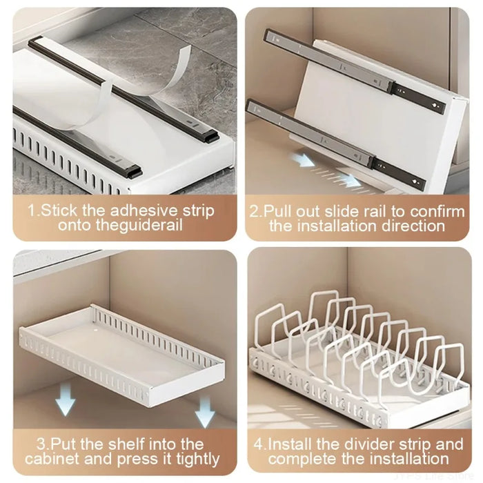 Pull-Out Kitchen Organiser — Pots, Pans & Lids, Ready-to-Use Rack