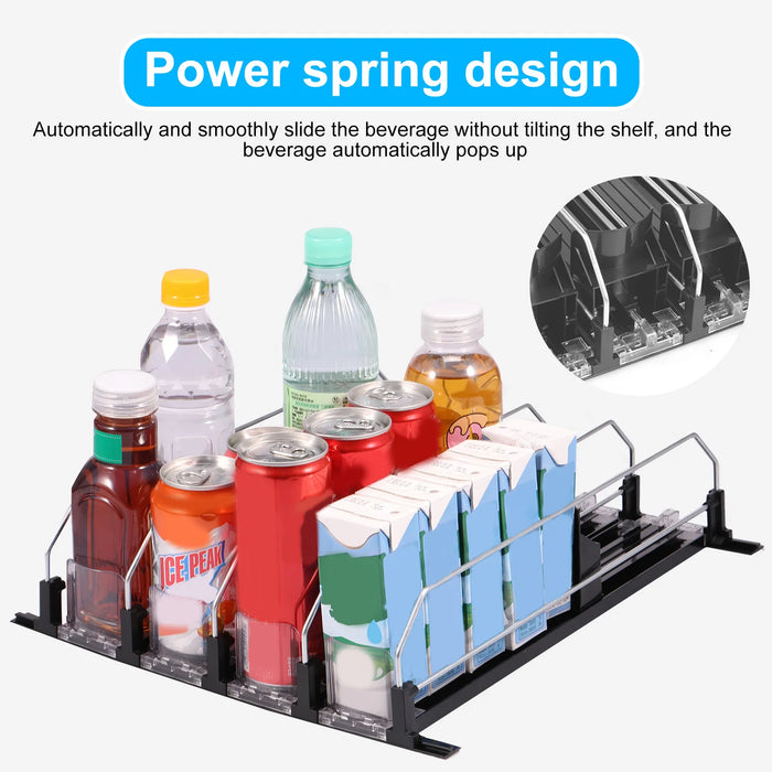 Fridge Drink Organiser — Self‑Sliding Can Dispenser with Locking Design, 3 Rows, Adjustable Width