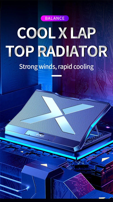 Q3 Six-Fan Adjustable Laptop Cooler — Silent Air-Cooled Stand for 10–17-inch Laptops