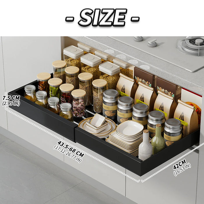 Expandable Pull-Out Cabinet Organiser — Heavy-Duty Slide-Out Shelves for Kitchen, Pantry, Bathroom, Office, Dorm