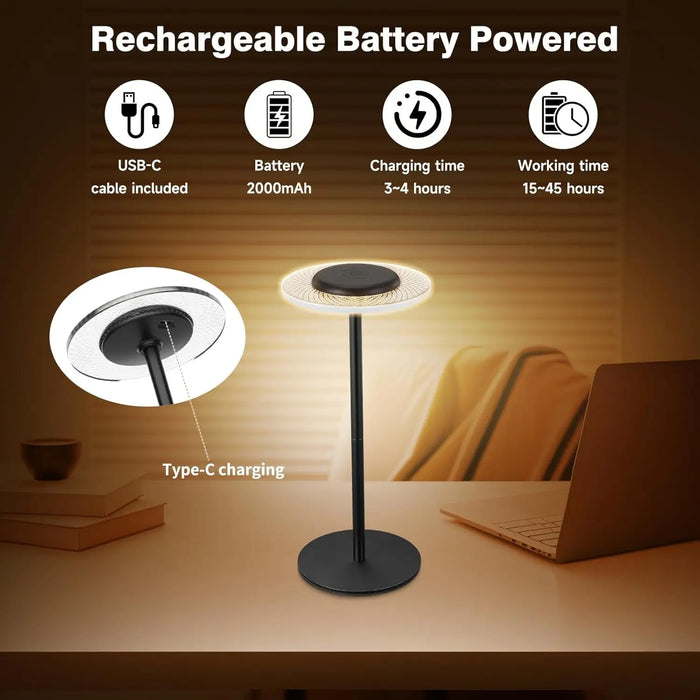 RGB Color Changing Lamp - Cordless DIY Dimmable Desk Light with Touch Control - Ideal for Dinner, Patio, and Bedroom Settings