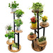 6-Tier Corner Plant Stand – Wood & Metal Display Shelf (Black)