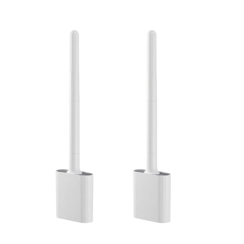 Mini Silicone Toilet Brush — Detachable Pole & Drip-Proof Holder