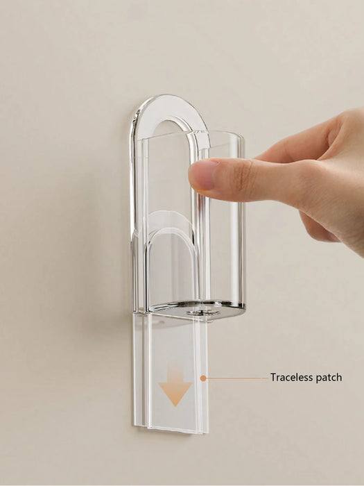 Wall‑Mounted Electric Toothbrush Holder — Clear Plastic Storage Rack