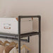 Clothing Storage Rack with Wheels, Hooks & Shelves — Freestanding Metal Organiser