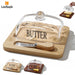 Bamboo Butter Dish with Glass Lid & Cutter — Reusable Butter Storage Case