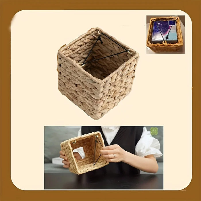 Woven Wooden Tissue Cube — Square Decorative Tissue Box Stand (1pc)
